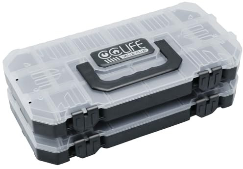 CCLIFE 2tlg Sortimentskasten Unterteilt und Stapelbar Transparent Werkzeug-Organizer (29,5 x 15,5 x 10 cm, Innenteiler Entnehmbare) Sortimentskoffer