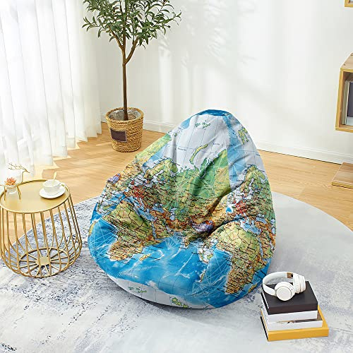 DOTBUY-SHOP Pouf Poltrona a Sacco Gigante, La Terra Stampa Bean Bag Bambini & Adulti (Senza Imbottitura), Morbido e Accogliente Puffo per Sedersi Poltrona da Lettura (XL,La Terra)