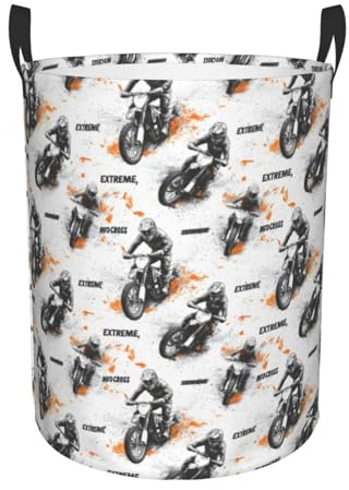 Cesta de lavandería con estampado de motociclista, cesta de ropa sucia para decoración de dormitorio estética, cesta de lavandería para dormitorio, apartamento, universidad, dormitorio