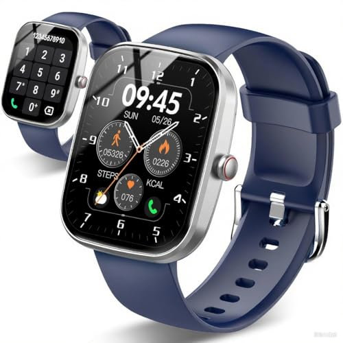 VEKJ Smartwatch für Damen und Herren, Anrufe annehmen/tätigen, 1,91 Zoll HD-Touch-Smartwatch, Schlaf-/Herzfrequenz-/Schritt-Tracking, Sportuhr mit über 110 Sportarten