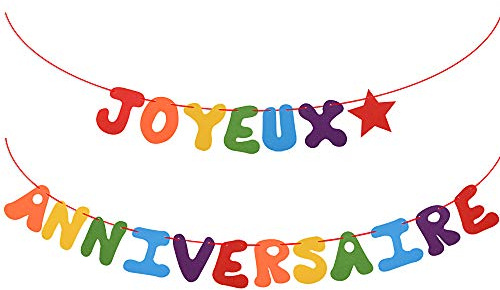Joyeux Anniversaire Bannière en Feutre Guirlande Happy Birthday Banner Décorations de Fête d'Anniversaires Party pour Enfants Adultes
