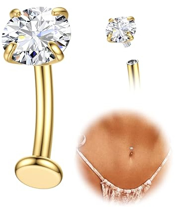 KRFY Piercing Nombril Titane Or Argent Percing Au Nombril Hypoallergénique 14G Piercings Nombril-Pendant Coeur Fleur Papillon Boule Fileté Intérieurement Flottant Navel Piercings 10/12MM