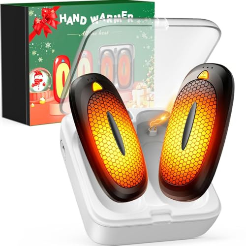 Calentador de Manos Recargable 2 Piezas 4000mAh Calienta Manos con Funda de Carga de 10000mAh 3Niveles de Calor Calentadores de Manos Doble Calefacción por USB-C para Esquiar Acampar Regalo(Negro)