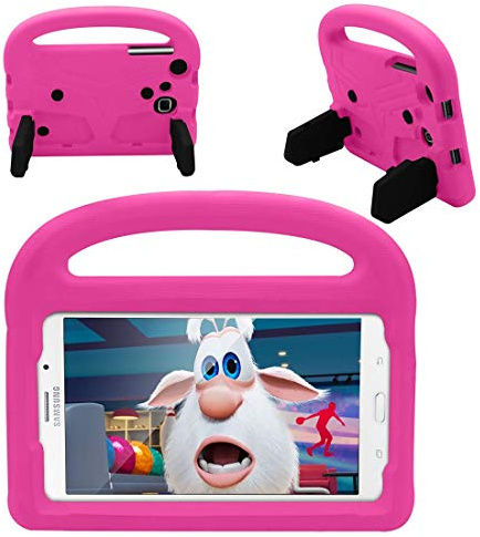 Tablettskydd Tablet Väska For Samsung Galaxy T230 / T235 Silikonväska For barn, For ShocktoFous Lightweight Dropproof Stand Case, med handtag och kickstand(RoseRed)