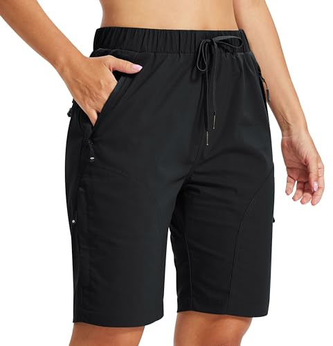 MoFiz Cargoshorts för dam bermudashorts korta vandringsbyxor vandring resor cykling sport snabbtorkande vattentäta med 5 fickor