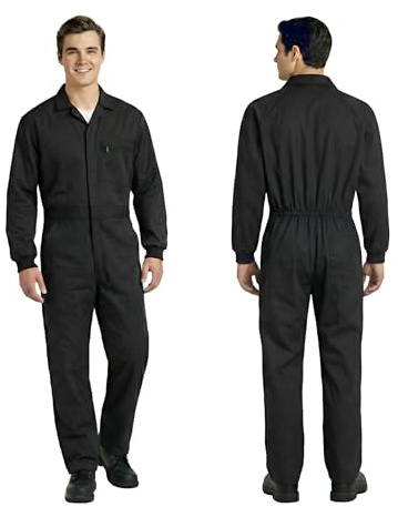 COARTEX Buzo de Trabajo – Mono Industrial Multibolsillos | Tejido Resistente (65% Poliéster / 35% Algodón), Puños Elásticos y cierre Cremallera con Velcro | Ideal para Talleres, Industria (Negro, XL)