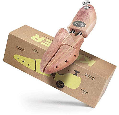Schlesinger - Premium Schuhspanner aus edlem Zedernholz für Herrenschuhe. Modell Kaiser. Größe 41/42. Silber Knauf.