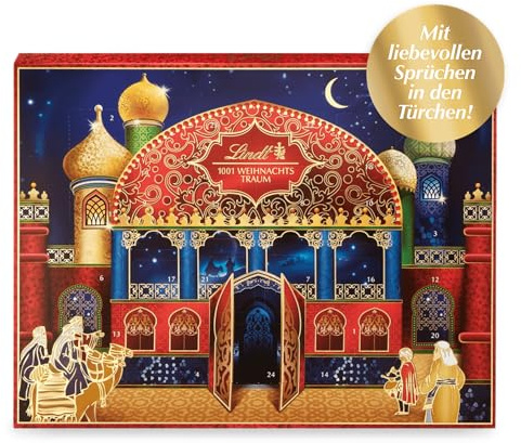 Lindt Schokolade | 1001 Weihnachts-Traum Adventskalender 2025 | 281g | 24 verschiedene Pralinen- und Milchschokoladen-Überraschungen | Schokolade für die Weihnachtszeit