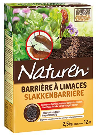 NATUREN NBLIM250 - Barrière à Limaces Granulés UAB 2,5 kg - Barrière Physique Contre Les limaces - Formule à Base de pouzzolane - Résistants à la Pluie - Utilisable pour 12 m² - Fabriqué en France