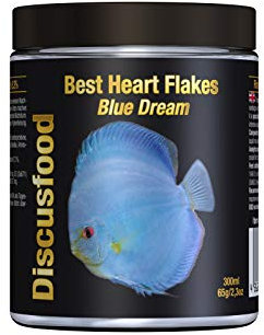 Best Heart Flakes Blue Dream Premium Fischfutter, Flockenfutter, Rinderprotein als Flocke, mit Vitaminen und Mineralien, alle Zierfisch, speziell auch für Diskus oder Welse, unterstützt Blaue Farbe