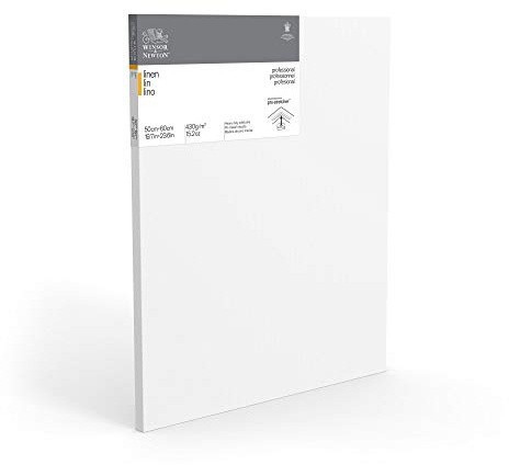 Winsor & Newton 6204001 professionell kilram av linne, 465 g/m², 3-vägs grundad, medelkornig, perfekt för oljefärger och akrylfärger – 100 x 100 cm