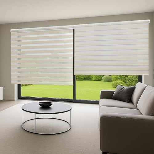 STORESDECO Doppelrollo mit Bohren 250 H x 120 B cm für Fenster & Türen - Zuverlässiger Lichtschutz & Sichtschutz - Kindersichere Rollos für Fenster mit Bohren & Einfacher Montage - Made in Europe