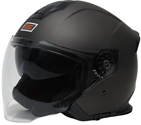 ORIGINE Casque Moto Jet Casque Scooter Ouvert avec Double Visière Homologué ECE(Solid Titanium,XL)
