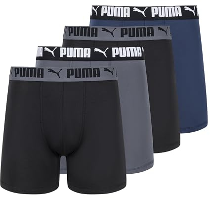PUMA Active Stretch Boxershorts för män, 4-pack, blå/svart/grå, small