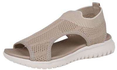 Sandaletter, svarta, dam, platta skor, ventilerande, sportskor, gym, promenader, halkfria, mjuka sulor, vackra sandaler, fritidsskor, ortopediska skor, öppen tå, sandaletter, breda fötter, kaki, 40 EU