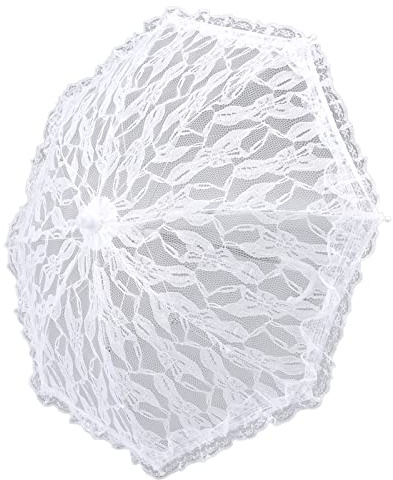 SUNGOOYUE Parapluie Parasol en Dentelle Blanche, Apparence élégante Vintage, Poignée en J, pour Mariée, pour Bal de Mariage