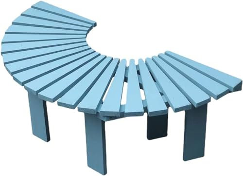 Banco semicircular para jardín, banco de parque, asiento de jardín en forma de abanico, banco de jardín, taburete de jardín de madera maciza anticorrosión, taburete curvado para exteriores, balcón,