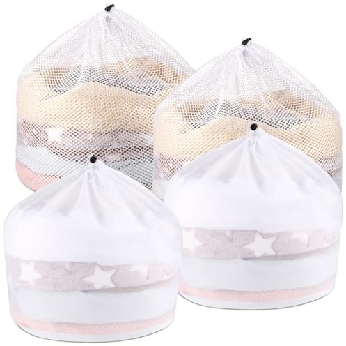 Dntorx 4 Stück Wäschenetz für Waschmaschine, Wäschesack Waschmaschine Wäschebeutel Laundry Bag mit Kordelzug für Hemden Pullover Mäntel Jeans Unterwäsche Babykleidung (40x50cm/50x60cm)