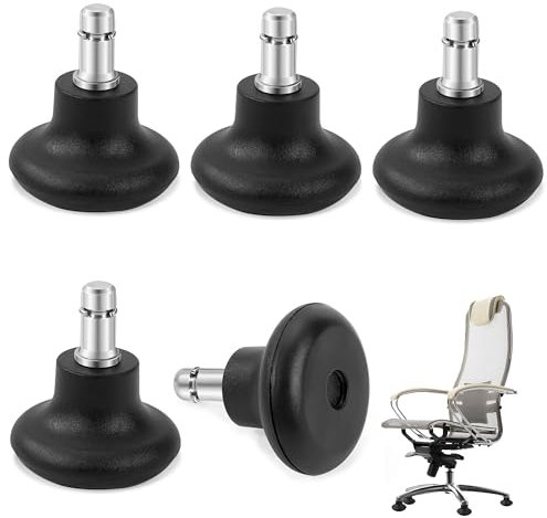 Cloche Glisse Roues de Cloche Chaise Bureau, Remplacement Roues Pivotantes Chaise aux Roulettes Fixes 11/22 mm, Roulettes de Chaise Patins de Sol, Silencieux pour Bureau Maison (Noir, 5 Pièces)