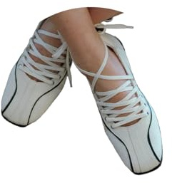 ORANDESIGNE Chaussures Mary Jane Femme Bout Carré Bretelles Croisées Ballerines à Lacets Chaussures Confortables à Semelles Souples Baskets Noires Fonctionnelles A Blanc 40 EU