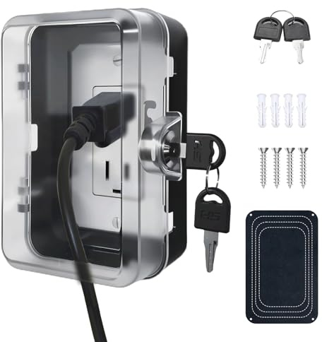 PILISPARK Child Proof Outlet Lock Box with 2 Durable Keys - Heavy Duty Safety Cover for Baby Proofing, Tool-Free Installation, More Space for Large Plugs Universal Fit Socket Protector (1Pack, Black)