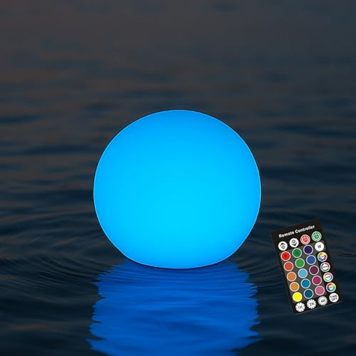 RKDTX LED-kullampa, 10 cm trådlös klotlampa med fjärrkontroll, 16 växlande färger för barn, laddningsbar stämning, IP68 vattentät för hem, fest, pool, juldekor