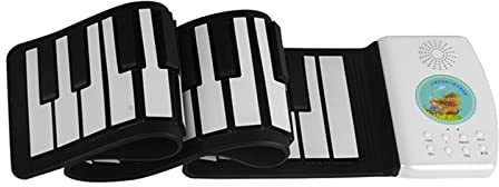 Roll Up Piano Elettrico Digitale Roll Up Tastiera Pianoforte Regali Nero Bianco 71x13.5x0.9 cm