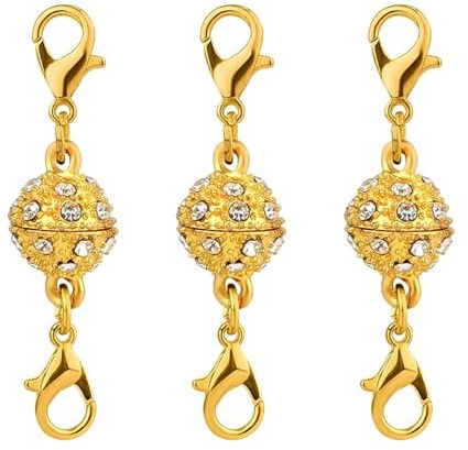 Allazone Cierres de Joyería Magnética, Cierre Magnético de Mosquetón para Bricolaje, Collar, Joyería, Pulseras, Bisuteria, Esfera Oro