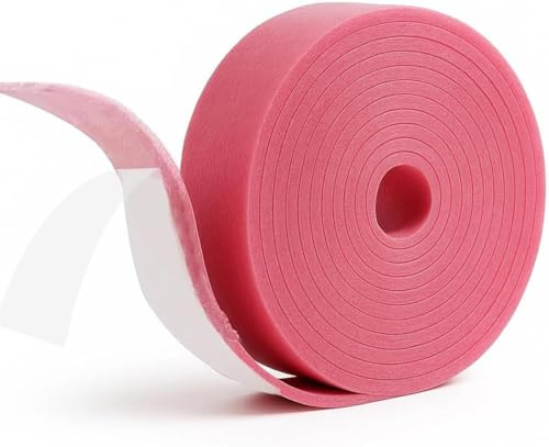 Självhäftande, kantisoleringsremsor för golv, isoleringsband, kantisoleringsremsor, för golvvärme, ljudisolering och värmeisolering, rosa, 50 mm x 5 mm x 10 m
