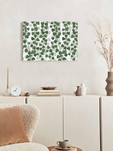 Canvas Wall Art, Spring Plants Ivy Framed Canvas Print Ready to Hang, Green Heartleaf Philodendron Wall Decorations for Living Room Bedroom Office Home Decor