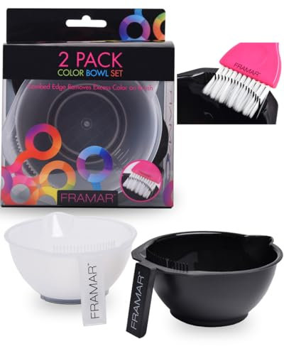FRAMAR Hair Dye Bowl Set – Tint Bowl for Hair Colour, Bleach Hair Die, Hair Bleach Kit, Highlights Hair Dye Kit, Hair Mixing Bowl for Hair Salon, Hair Colouring Tools – 2 Pack