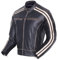 Retro-Motorrad-Jacke „The Bonnie“, Farbe: Schwarzer Kaffee, Rennjacke, 100% Rindsleder, mit CE-Armour-Protektor, elfenbeinfarbene Streifen