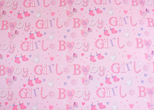 Simon Elvin BABY GIRL WRAPPING PAPER - 2 SHEETS OF GIFT WRAP & ONE TAG - SE2595