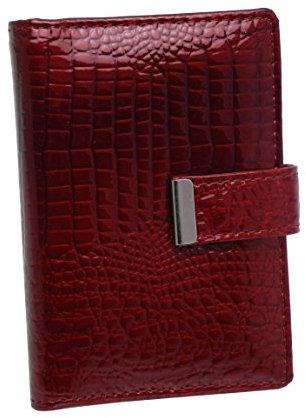 Visitenkartenetui von Jennifer Jones - Damen Visitenkartenmappe, Visitenkartenbuch, Kartenetui, Kartenmappe aus Leder (Rubin Rot) - präsentiert von ZMOKA®