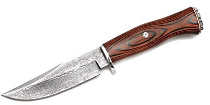 Muela Couteau Luxe BRACO BRACO – 11dam. M, drückte Corail couleur Manche en bois, poignée de porte et laiton soudure, Damas Feuille 23 cm + – Carte Cadeau multi-usages