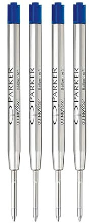 Parker Ersatzminen QuinkFlow (für Kugelschreiber, mittlere Strichbreite, blaue Tinte, 4er-Pack)