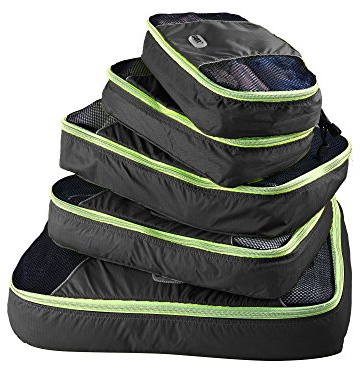 GOX Lot de 5 cubes de rangement ultra légers pour bagages de voyage, 1 grand, 2 moyens, 2 petits (noir)