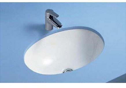 Lavabo évier ovale encastré en céramique blanche, 57 cm