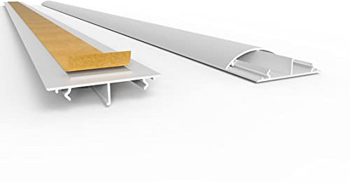 Kabelkanal Halbrund 5 x 1,2 x 200 cm B x H x L, Selbstklebend, Weiß, bis zu 4 Kabel, PVC Kabelbrücke Fußboden Stolperschutz Boden Trittfest