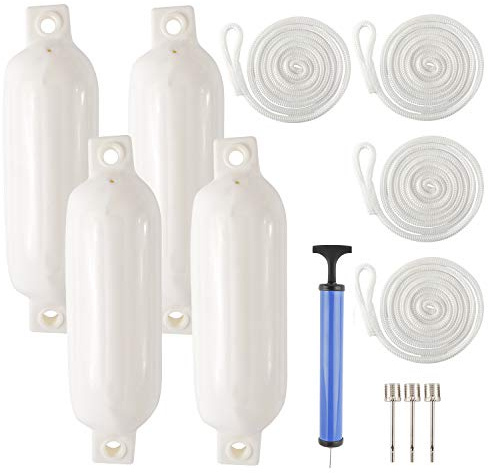 NovelBee 4 Pack Boat Fenders with Lines,Pump and Needle,Boat Fender Bumpers