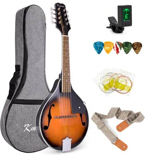 Mandolin,Kmise A style Mandolins Instruments 8 String Spruce Musical Instrument with Tuner Strings Gig Bag Strap Picks for Adults Beginner