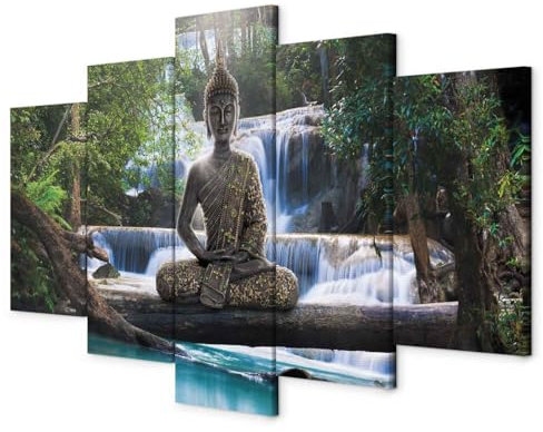 B&D XXL - Tableau Acoustique Paysage 200x100 cm 5 Parties - Décoration Murale Anti-Bruit Isolation Phonique Bureau Chambre Panneau Insonorisant Impression sur Toile - Arbre Artistique c-A-0021-b-n