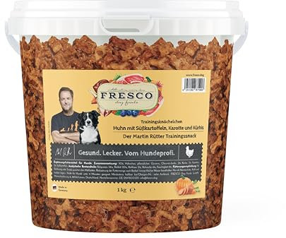FRESCO Dog Martin Rütter Trainingsknöchelchen mit Huhn und Süßkartoffeln 1kg | getreidefreies Hundeleckerli mit viel Fleisch | 100% frische Zutaten | für Belohnung, Training und als Snack