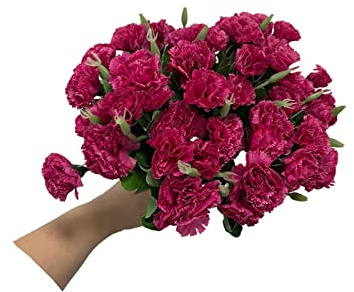 Rikyo Bouquet de fleurs artificielles en soie, oeillets, 30,5 cm, bouquet et feuilles pour la maison, fête, mariée, mariage, festival, décoration, avec 10 pièces par bouquet (Violet)