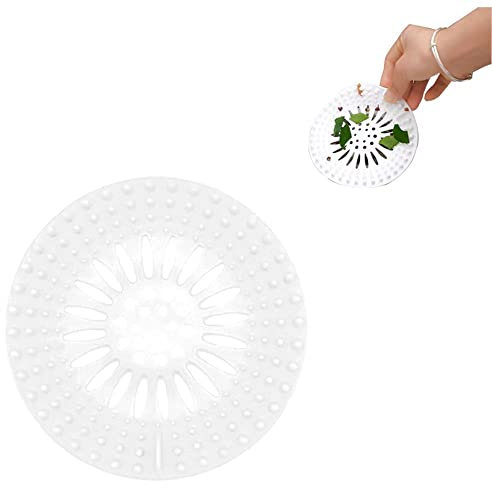 Abflusssieb Silikon, 1 Stück Abflusssieb Dusche, Abfluss Haarfänger, Haarsieb Dusche, Abfluss Sieb Sink Strainer, für Küche, Dusche, Badewanne(Weiß)