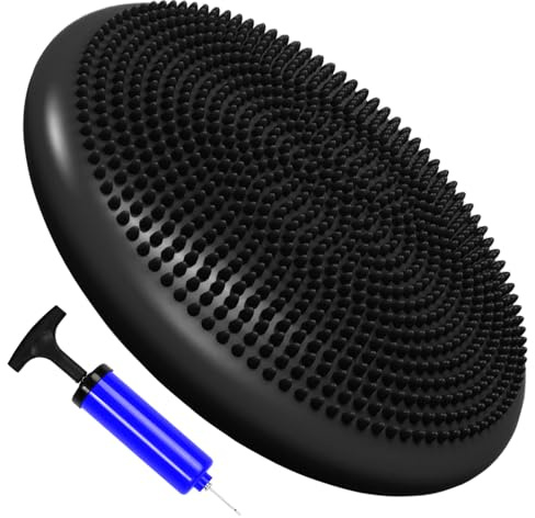 Yoga Balance Board Wobble Cushion Stability Disc with Air Pump Inflatable Anti-Slip Balance Trainer Wobble Pad for Core Strength, Abdominal Training, Physiotherapy, Gym & Yoga Exercise