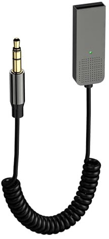 Gbformat Ricevitore Bluetooth Aux Adattatore Bluetooth5.2 da USB a TRS da 3,5 mm Aggiunge Bluetooth All'auto Microfono per Auto Navigazione Vocale