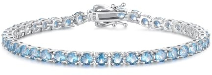 Fancime tennisarmband i massivt 925 sterlingsilver med safir/rubin/ametist/smaragd romantisk bröllop brud tennis armband gåva smycken för kvinnor flickor – bredd 4 mm, längd 18 cm, 19,5 centimeters