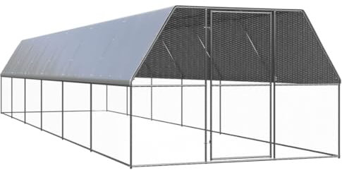 FENLAX Hühnerkäfig aus Verzinkter Stahl, Polyethylen 300x1200x200 cm Silbern/Silbergrau Hühnerfreilaufgehege Voliere Hühner Hühnergehege Außen Geflügelställe & Geflügelkäfige Voliere Kleintierstall