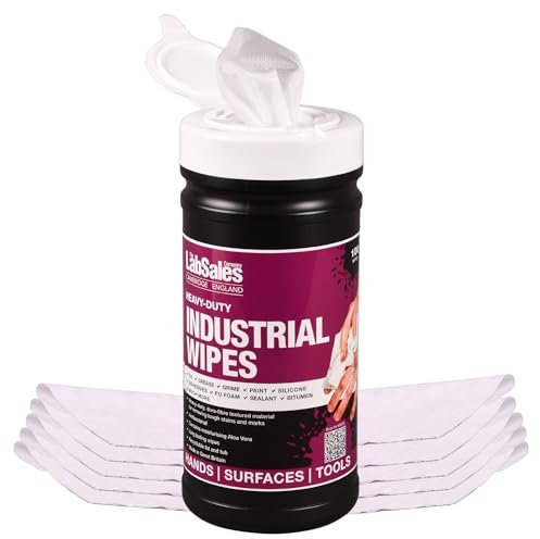 Labsales Heavy Duty Industry Cleaning Wipes, Antibacterial, XL Textured Wipes For Hands, Surfaces & Tools, Tough On Stains Kind On Skin, Tub Of 100 Wet Wipes (Single Tub (100 Wipes))